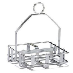 Tablecraft 609R 2 Compartment Rectangular Condiment Caddy - Chrome Plated, Silver