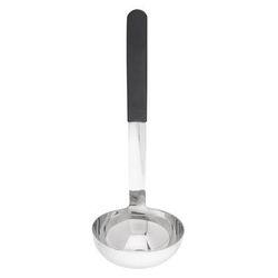 Tablecraft AM5306BK 6 oz Serving Ladle - Stainless Steel, Black Plastic Handle, Silver