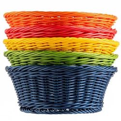 Tablecraft HM1175A Round Basket, 8 1/4 x 3 1/4", Assorted Color Polypropylene Cord, Multi-Colored
