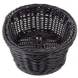 Tablecraft M2474 Ridal Collection Oval Woven Bread Basket - 9 1/4" x 6 1/4", Poly Cord, Black