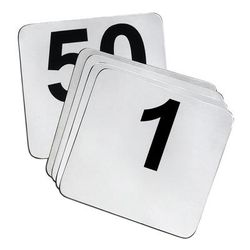 Tablecraft N150 Tabletop Number Cards - 1 50, 4" x 4", Stainless/Black, Stainless Steel