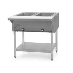 Eagle Group DHT2-120 33" Hot Food Table w/ 2 Wells & Cutting Board, 120v, Silver
