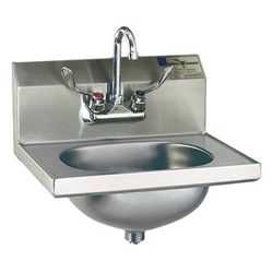 Eagle Group HSA-10-FW-1X Wall Mount Hand Sink w/ 13 1/2"L x 9 3/4"W x 6 3/4"D Bowl, Basket Drain, w/ Gooseneck Faucet, Stainless Steel