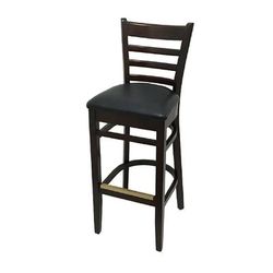 Oak Street WB101WA BLK Commercial Bar Stool w/ Ladder Back & Black Vinyl Seat, Wood Frame, Walnut