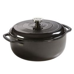 Lodge EC6D18 6 qt Cast Iron Dutch Oven, Enamel, Midnight Chrome, Black