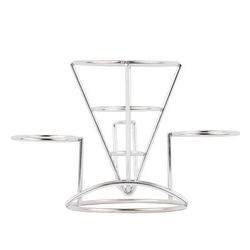 GET 4-96282 4 1/4" Round Wire Fry Cone Basket w/ (2) Condiment Holders - 6"H, Stainless Steel