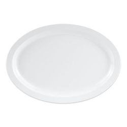 GET OP-616-W 15 3/4" x 11" Oval Supermel Platter - Melamine, White, 12/Case