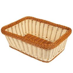 GET WB-1518-TT Rectangular Bread & Bun Basket, 15" x 11", Polypropylene, Two-Tone, Beige