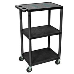 Luxor LE42-B 42" 3 Level A/V Utility Cart w/ 400 lb Capacity - Plastic, Black