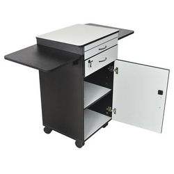 Luxor WPSDD3 37 3/8" 5 Level Multimedia Workstation w/ Locking Drawer - Laminate, Black/Gray, 38"