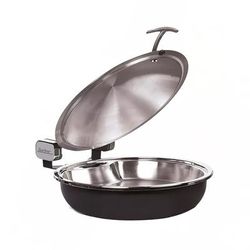 Spring USA 2382-8/36 15 1/4" Steel Sauteuse Pan - Induction Ready, Titanium w/ Chrome Accents, Black