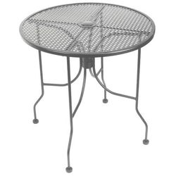 American Tables & Seating ALM30-GRY 30" Round Outdoor Table w/ Umbrella Hole - Aluminum, Dark Gray