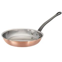 Matfer Bourgeat 369024 9 1/2" Round Frying Pan w/ Solid Metal Handle, Copper, Stainless Steel