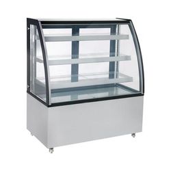 Omcan 44502 48" Full Service Bakery Display Case w/ Curved Glass - 4 Levels, 110v, Silver