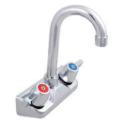 John Boos PBF-4-S-LF Splash Mount Economy Faucet w/ 3 1/2" Gooseneck Spout, 4" Centers, Chrome