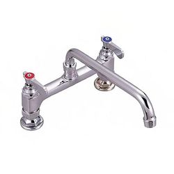 John Boos PBF-8HD-8-SLF Deck Mount Faucet - 8" Swing Spout, 8" Centers, Lead Free, Chrome