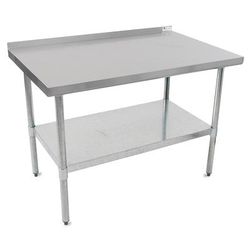 John Boos UFBLG9624 96" 18 ga Work Table w/ Undershelf & 430 Series Stainless Steel Top, 1 1/2" Backsplash, Galvanized Undershelf