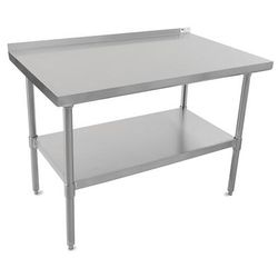 John Boos UFBLS9624 96" 18 ga Work Table w/ Undershelf & 430 Series Stainless Steel Top, 1 1/2" Backsplash, 18-Ga. Stainless Steel Top, Stainless Steel Undershelf