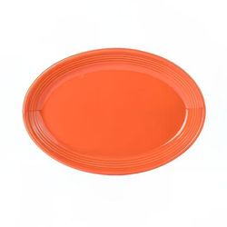 Tuxton CPH-0962 9 3/4"x 7" Oval Platter - China, Papaya, Orange, 2 Dozen