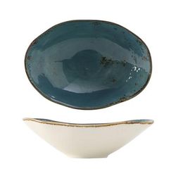 Tuxton GGE-402 11 1/2 oz Oval Artisan Geode Capistrano Bowl - Porcelain, Azure, Blue