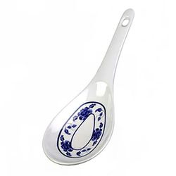 Thunder Group 7007B 2 1/2 oz Melamine Ladle/Soup Spoon, White/Blue