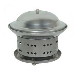 Thunder Group SLFM001 7" Round Wok Chafer, Stainless Steel, Includes Stand and Cover w/ Knob, 7-1/4" x 7", Silver