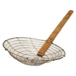 Thunder Group SLSKR114GV 14" Fine Mesh Skimmer - Bamboo Handle, Galvanized Steel, Silver