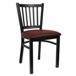H&D Commercial Seating 6199 BGV Dining Chair w/ Vertical Slat Back & Burgundy Vinyl Seat - Metal Frame, Black