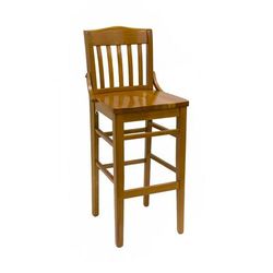 H&D Commercial Seating 8235B Bar Stool w/ Vertical Back & Solid Wood Seat, Wild Cherry