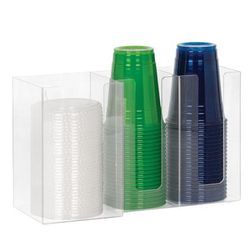 Dispense-Rite CTHL-3 Cup & Lid Organizer, 3 Compartment, All Cup Types, Clear