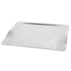 Service Ideas SB-43 Rectangular Tray w/ Contoured Handles, 16 1/2" x 13 1/2", Stainless, Brushed Finish, Silver