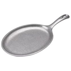 Service Ideas SK107CA 9 1/2" Fajita Skillet w/ 5" Handle, Sand Cast Aluminum Platter, Silver