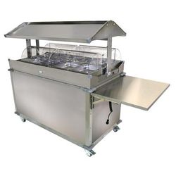 Cadco CBC-GG-4-LST MobileServ 85 1/4" Hot Food Table w/ (4) Wells & Enclosed Base, 120v, Silver