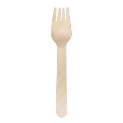 VerTerra VT-E2-11 6" Disposable Wooden Fork, Lightweight, Beige