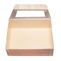 VerTerra WB-CB-6X8 Collapsible To Go Box w/ Attached Window Lid - 6" x 8" x 3", Balsa Wood/Rice Paper, Beige
