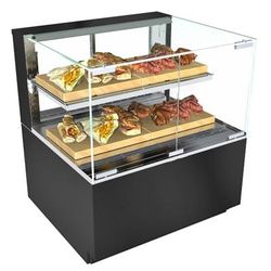Structural Concepts NR3640HSV 35 3/4" Full Service Freestanding Heated Display Case - 2 Levels, 208-240v/1ph, Black