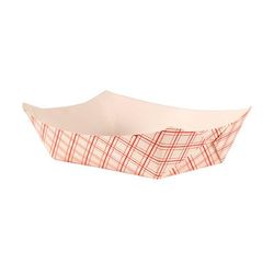 Empress EFT300 (40035) Disposable Food Tray w/ 3 lb Capacity - Paper, Red Plaid, Case of 500