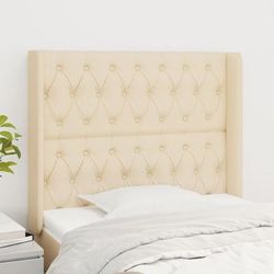 vidaXL Tête de lit avec oreilles Crème 93x16x118/128 cm Tissu