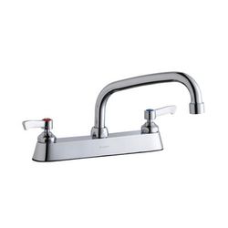Elkay LK810AT08L2 Deck Mount Faucet w/ 8" Arch Tube Spout & 2" Lever Handles - 8" Centers, Silver
