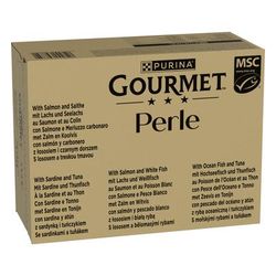 Megapack risparmio! Gourmet Perle 96 x 85 g - Salmone & Pesce bianco, Sardine & Tonno, Salmone & Merluzzo, Pesce dell'oceano & Tonno in Salsa