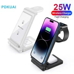 Chargeur sans fil 3 en 1 25W pour iPhone 14 13 12 11 Pro Max XS XR X 8 Airpods 3 Pro Apple Watch 8