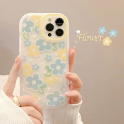 Coque de téléphone fleur mignonne pour iPhone coque arrière souple cadre rond 13 11 12 14 15