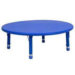 Flash Furniture YU-YCX-005-2-ROUND-TBL-BLUE-GG 45" Round Preschool Activity Table - Plastic Top, Blue