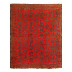 Red Fine Hand knotted Antique Oushak 16'4'' X 18'6'' - Red - Blue - 18'6'' x 16'4''