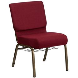 Flash Furniture FD-CH0221-4-GV-3169-BAS-GG Extra Wide Stacking Church Chair w/ Burgundy Fabric Back & Seat - Steel Frame, Gold Vein