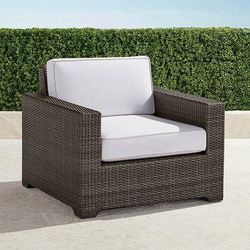 Palermo Lounge Chair in Bronze Wicker - Standard, Resort Stripe Glacier - Frontgate