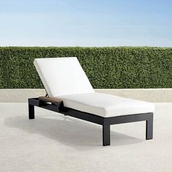 Calhoun Aluminum Chaise in Matte Black Aluminum - Standard, Resort Stripe Leaf - Frontgate