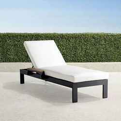 Calhoun Aluminum Chaise in Matte Black Finish - Standard, Resort Stripe Leaf - Frontgate