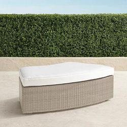 Pasadena II Curved Ottoman in Dove Wicker - Sunbrella Rain, Rain Natural - Frontgate