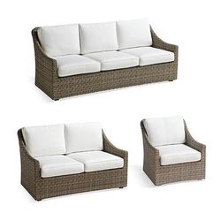 Ashby Seating Replacement Cushions - Ottoman, Standard, Resort Stripe Cobalt - Frontgate